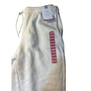 Mens Fleece Jogger Pants X-Large White Elastic Waistband & Drawstring Comfort Fi